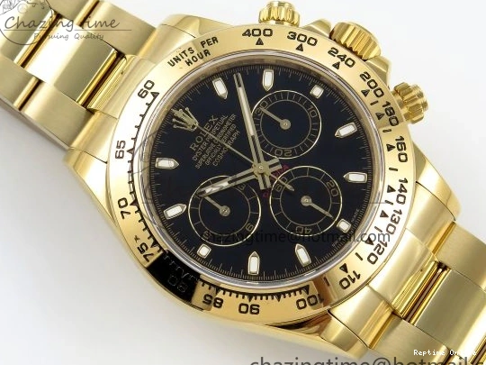 0520 Durable Daytona 116508 QF 1:1 Best Edition Black Dial on YG Bracelet SH4130 V3 (Gain Weight) 1717